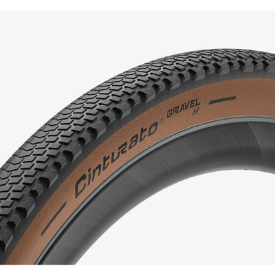 Pirelli Cinturato Gravel H 650b x 50 tire, tan, tread view.