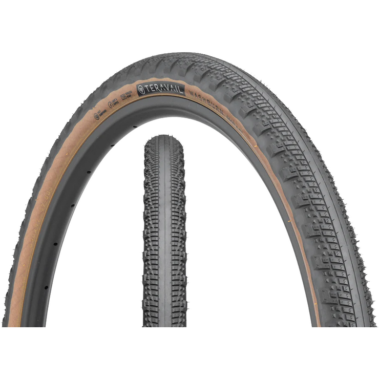 Teravail Washburn 700x47 Durable Mountain Bike Tire, Tan, full view.