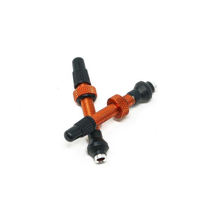 Industry Nine Tubeless Valve Kit Aluminum 40mm (2 valves), Orange, Full View