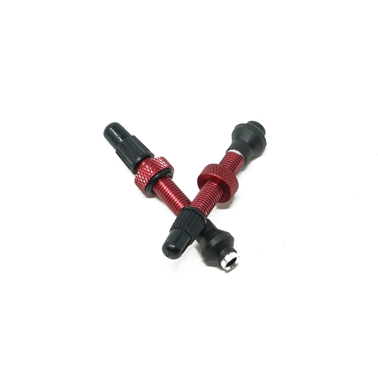 Industry Nine Tubeless Valve Kit Aluminum 40mm (2 valves), Red, Full View