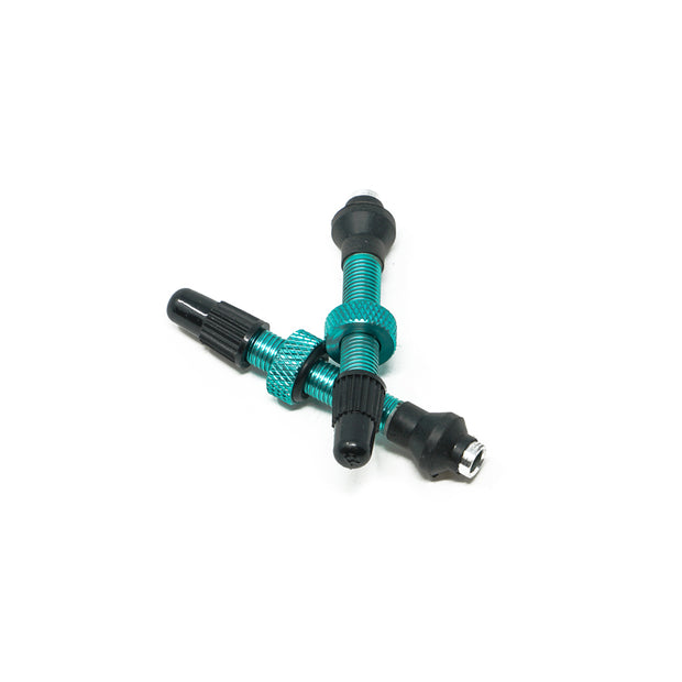 Industry Nine Tubeless Valve Kit Aluminum 40mm (2 valves), Turquoise, Full View