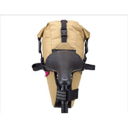 Swift Industries Olliepack Seatbag, coyote, mounted saddle view.