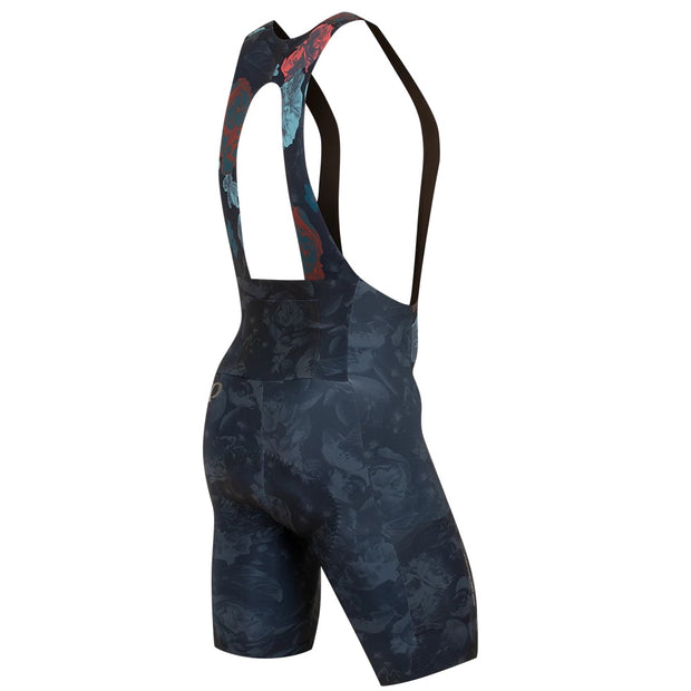Pearl Izumi Expedition Pro Bib Short, Dark Ink Floral, back view of entire bib