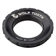 Wolf Tooth Components Centerlock Rotor Lockring, black, full view.