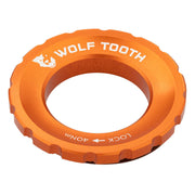 Wolf Tooth Components Centerlock Rotor Lockring, orange, full view.