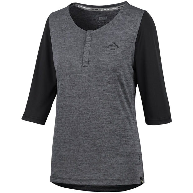 IXS Women's Carve X Henley Jersey, Graphite/Black, Full View